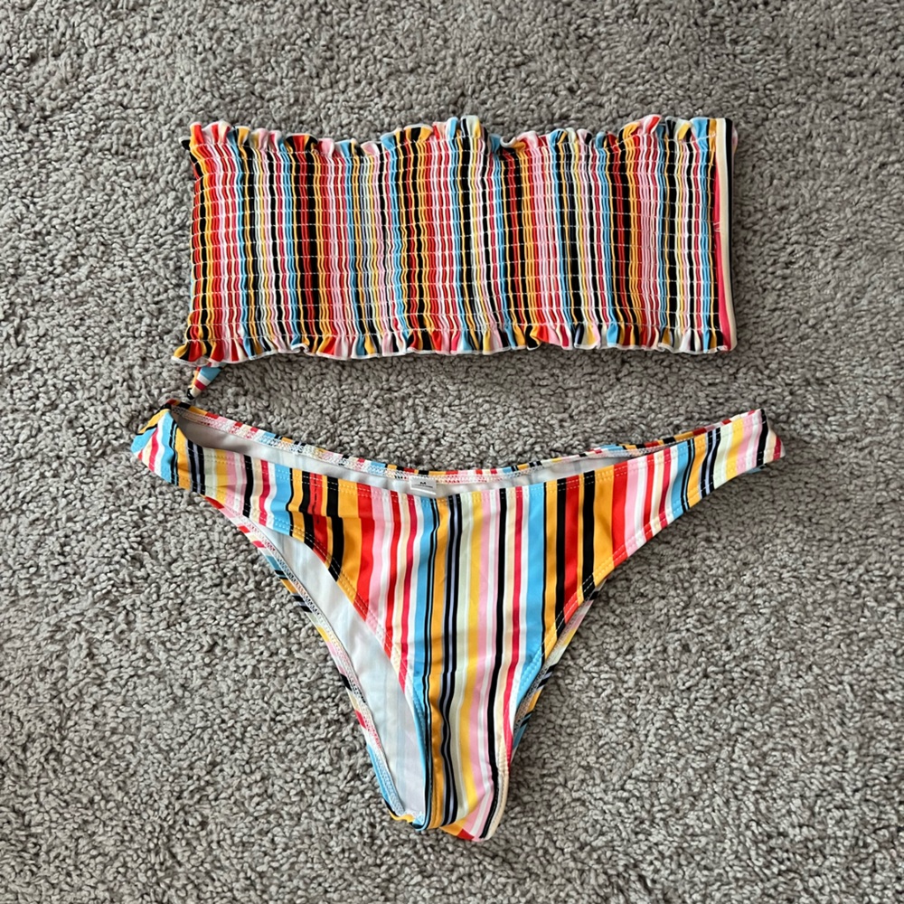 NWOT SHEIN Colorful Striped Bikini Set Medium
